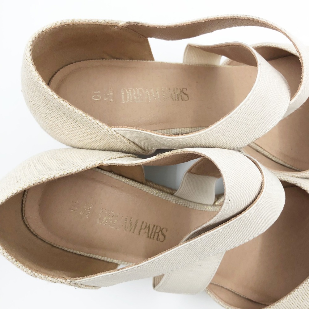 Dream Pairs Shoes Womens 10 Closed Toe Criss Cross Espadrille Wedge Sandals Tan - Picture 7 of 10